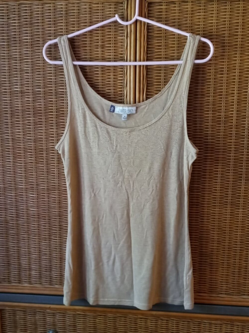 Jennifer Lopez Gold Metallic Shimmer Tank Top Women's Sz M - Picture 2 of 12
